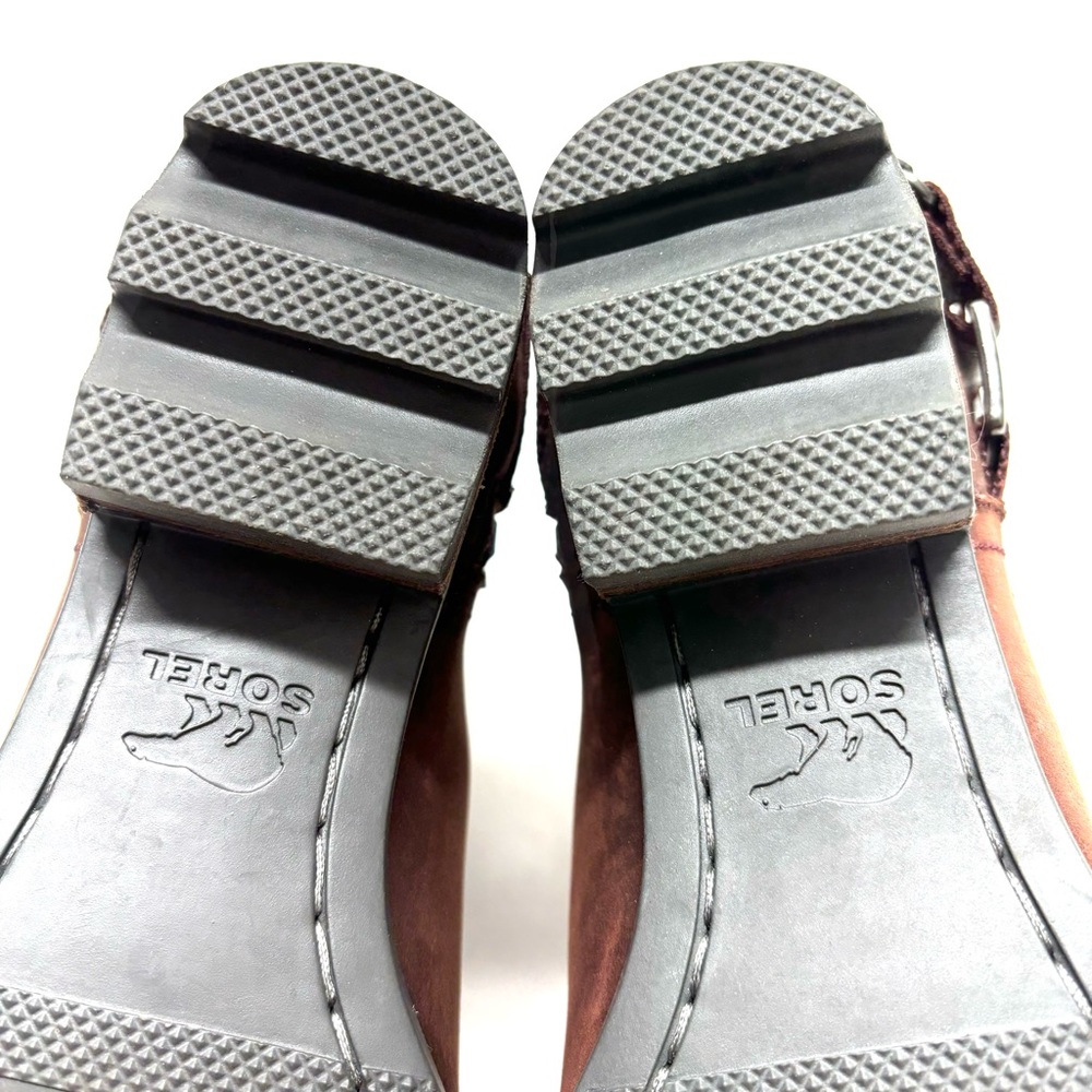 Sorel Brown Leather Ankle Boots with Metallic Accent & Felt Cuff - Picture 11 of 16